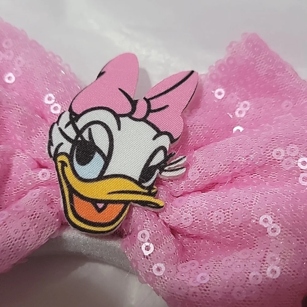 🍎New Daisy Duck Irridescent Sequin Fx Fur Mickey & Minnie Mouse Ears  Headband